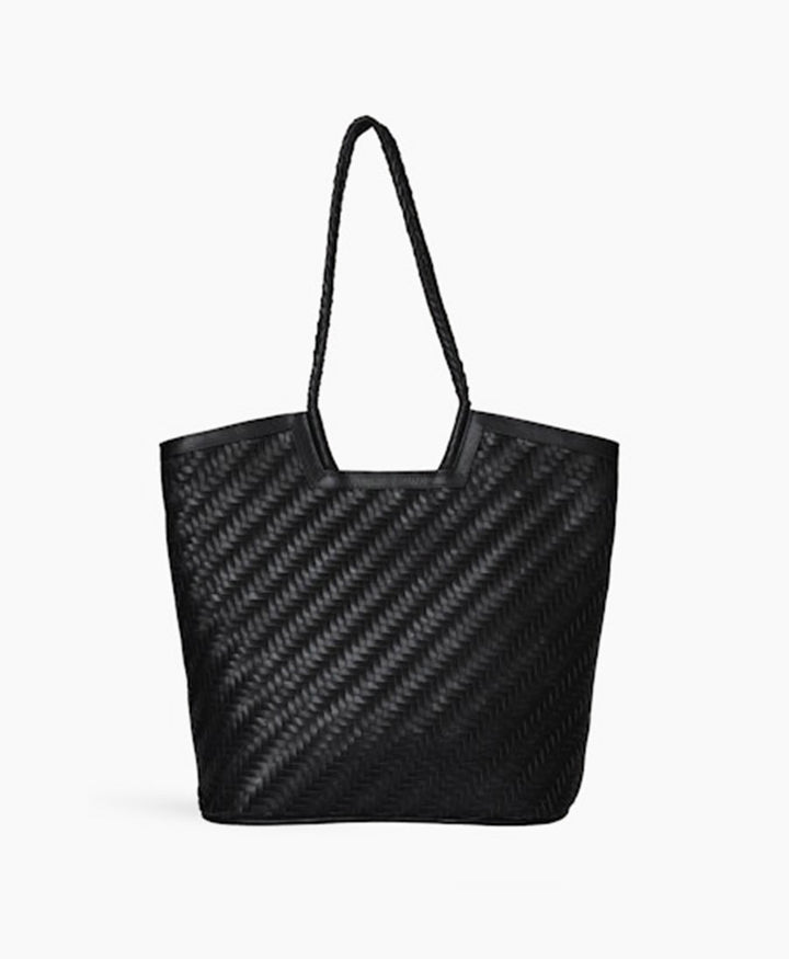 Gewebte Ledertasche "Camilla Large" - Schwarz