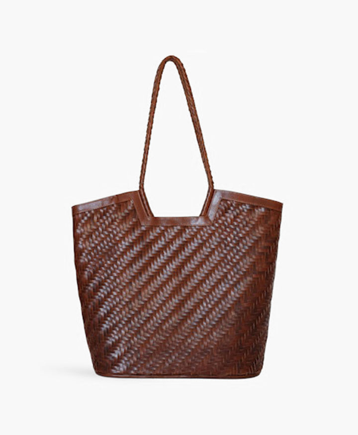 Gewebte Ledertasche "Camilla Large" - Sienna