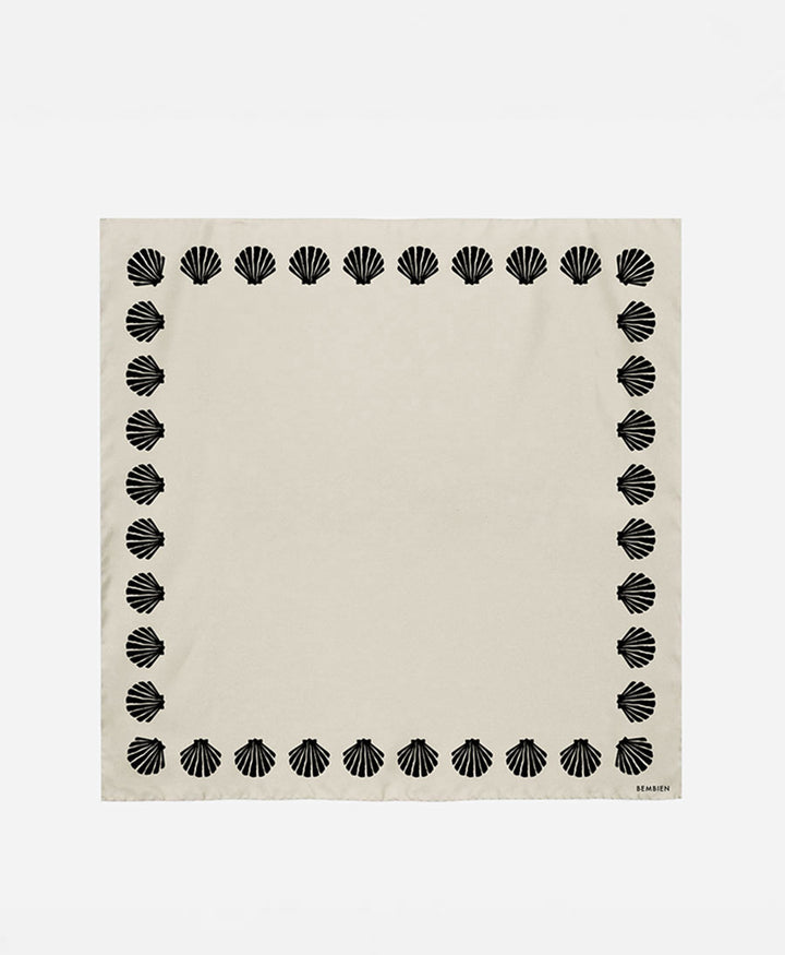Grosses Seiden-Foulard "Concha Scarf" - Noir