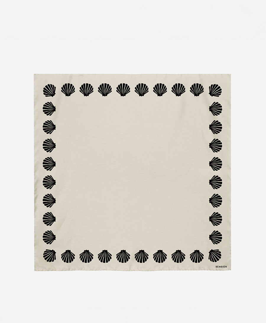 Grosses Seiden-Foulard "Concha Scarf" - Noir