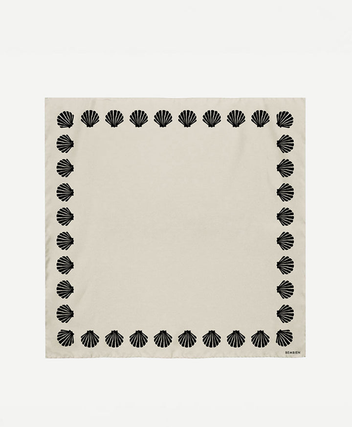 Grosses Seiden-Foulard "Concha Scarf" - Noir