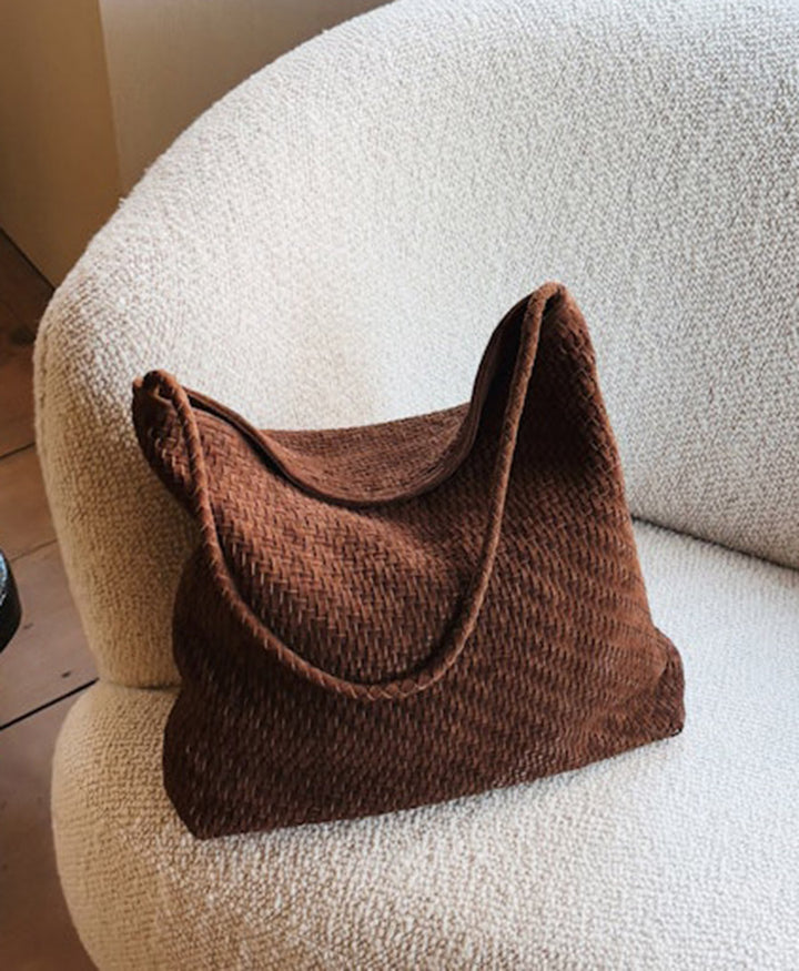 Gewebte Ledertasche "SERA" Suede - Braun
