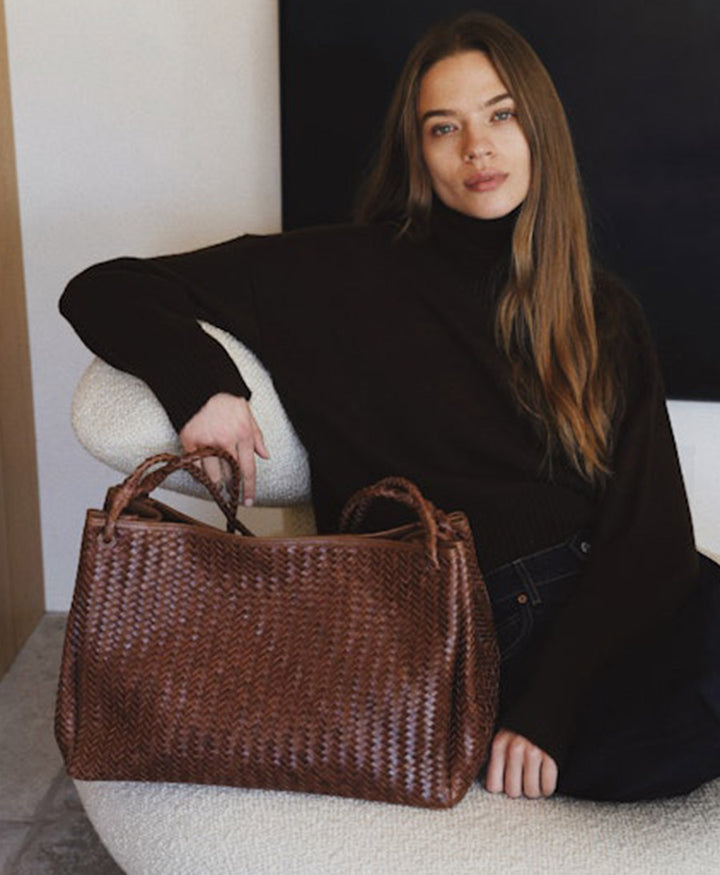 Gewebte Ledertasche "LUX" - Sienna