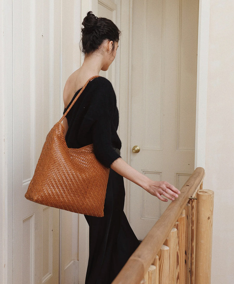 Gewebte Ledertasche "SERA" - Copper