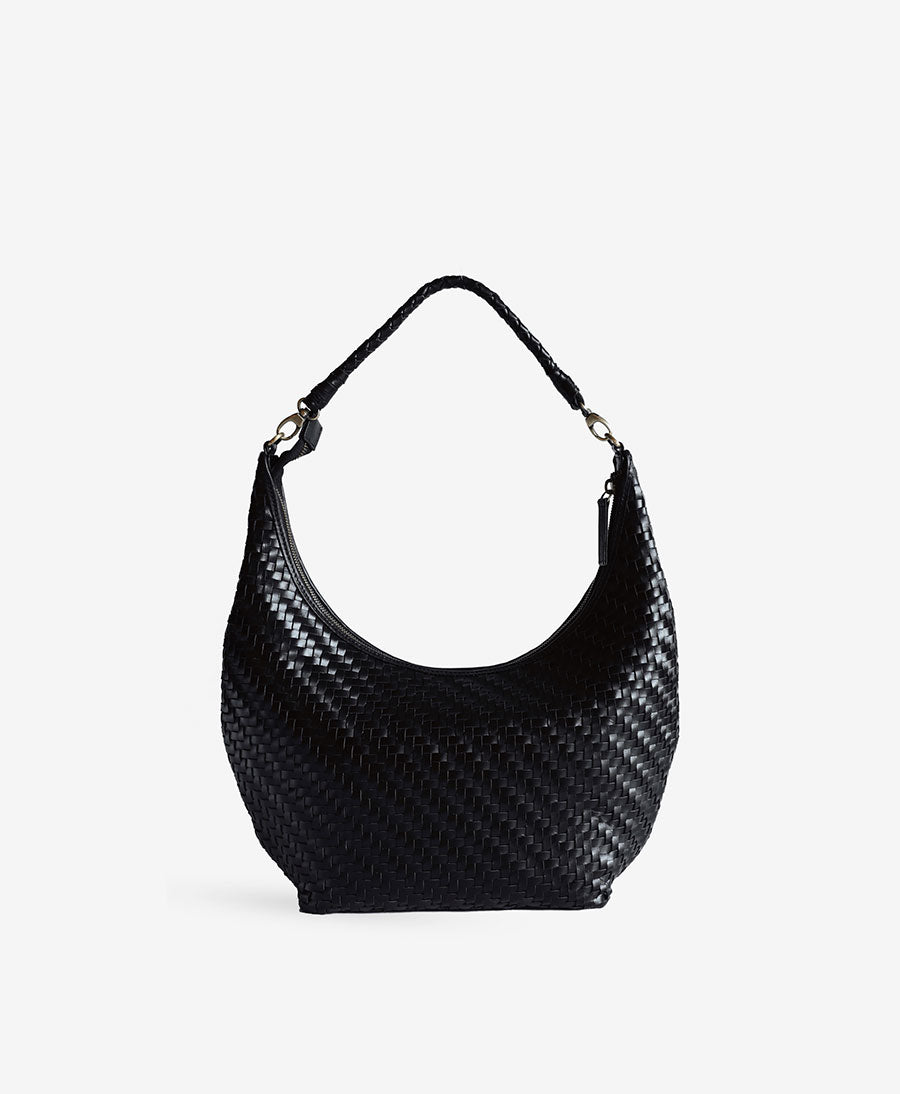 Gewebte Ledertasche "MAJA" - Schwarz