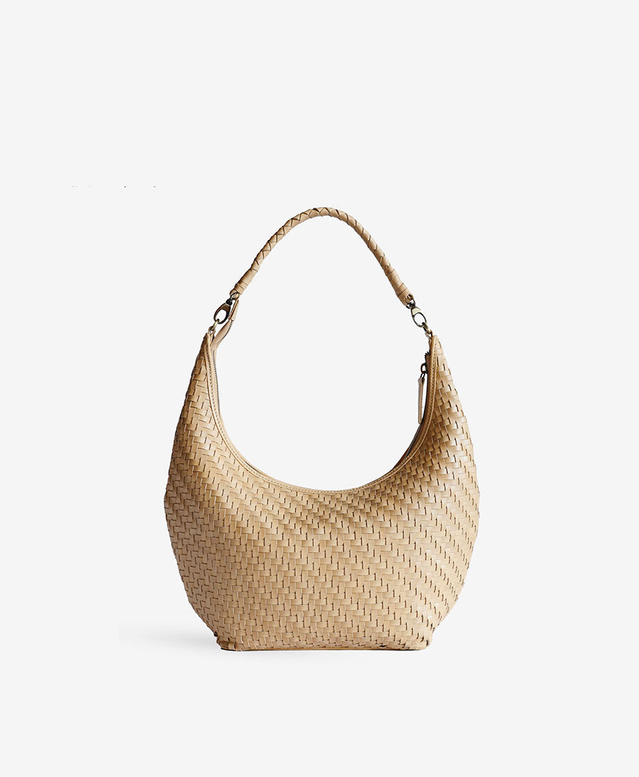 Gewebte Ledertasche "MAJA" - Caramel