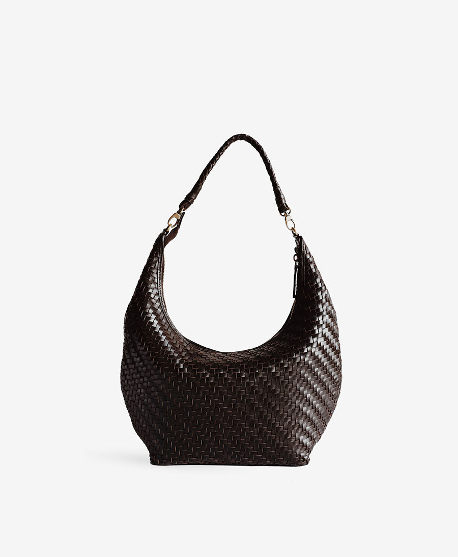 Gewebte Ledertasche "MAJA" - Espresso
