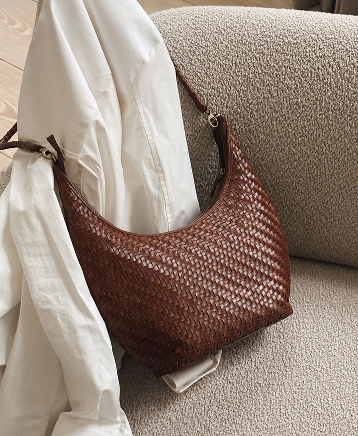Gewebte Ledertasche "MAJA" - Sienna