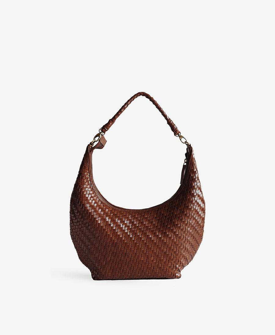 Gewebte Ledertasche "MAJA" - Sienna
