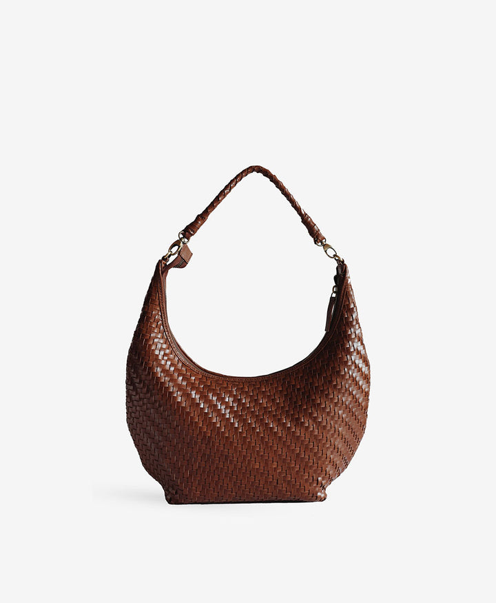 Gewebte Ledertasche "MAJA" - Sienna