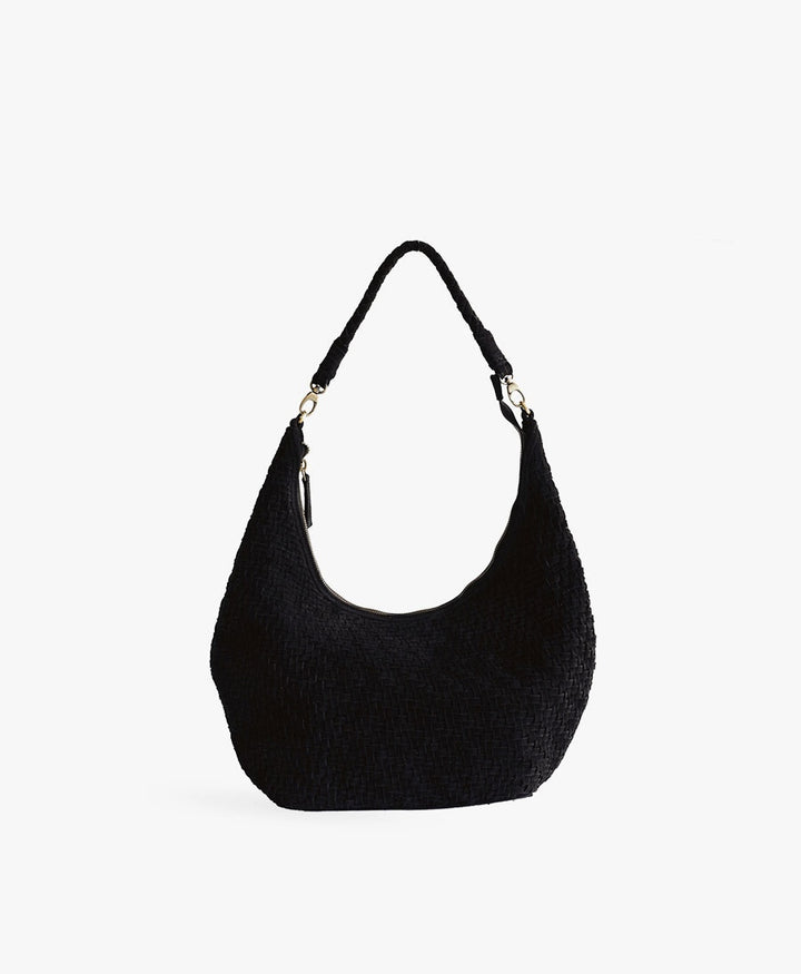 Gewebte Ledertasche "MAJA" Suede - Schwarz