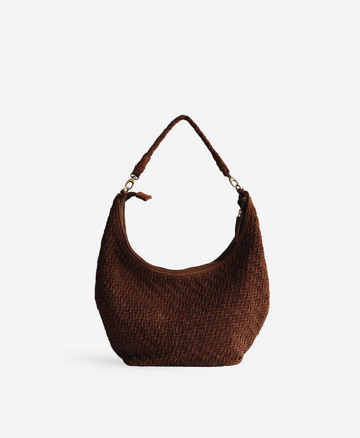 Gewebte Ledertasche "MAJA" Suede - Braun