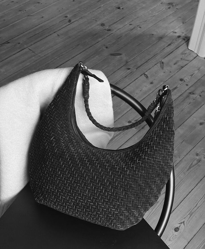 Gewebte Ledertasche "MAJA" Suede - Schwarz