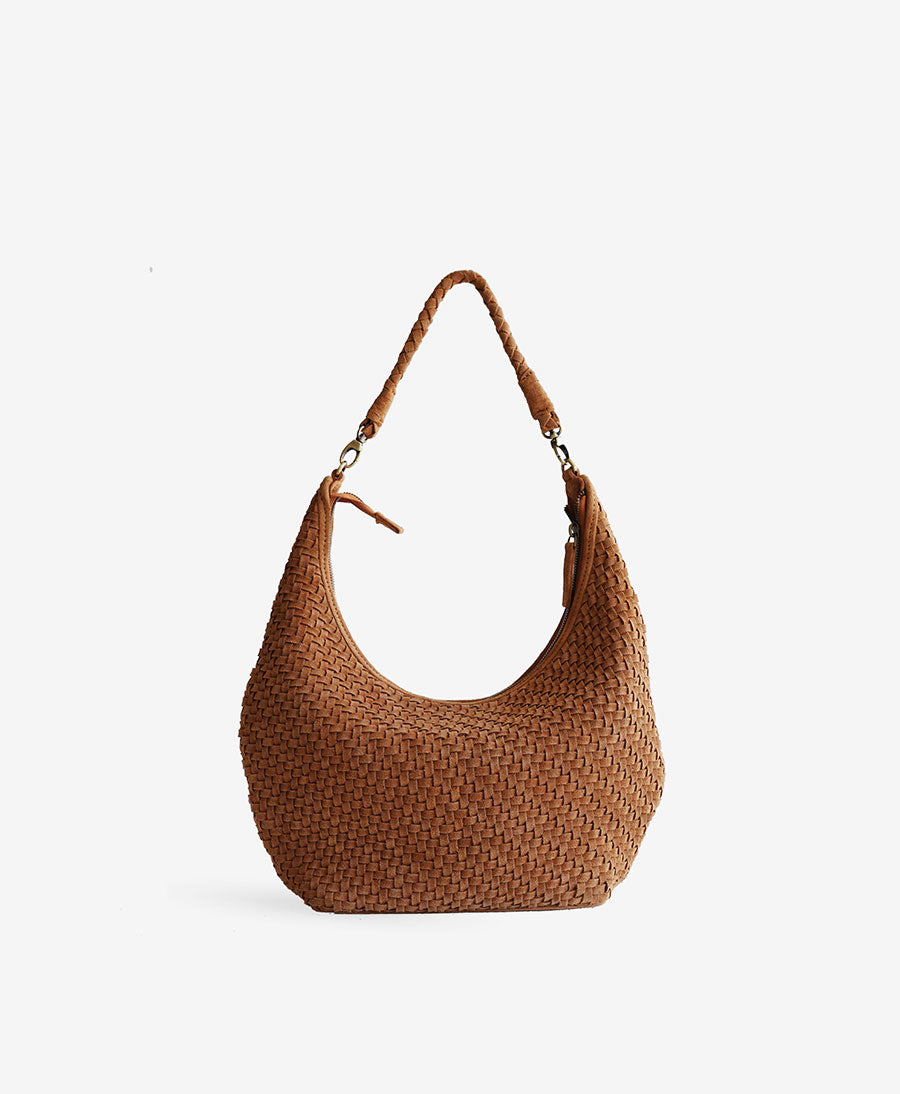 Gewebte Ledertasche "MAJA" Suede - Copper