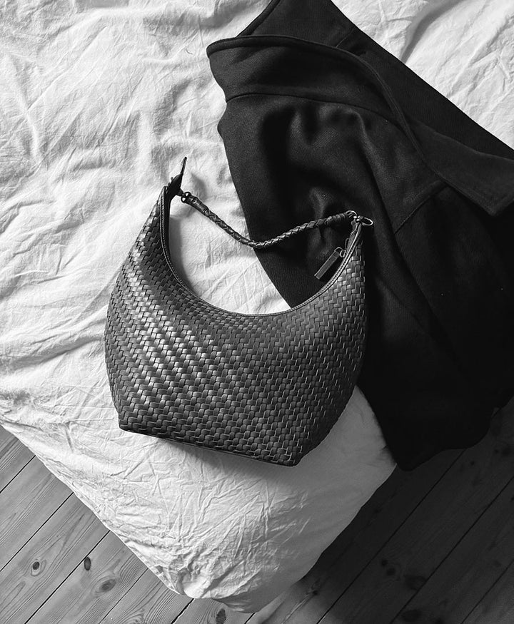 Gewebte Ledertasche "MAJA" - Schwarz