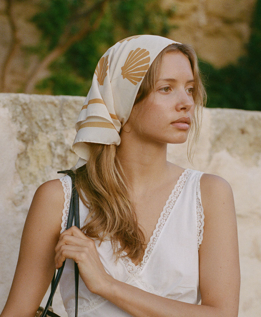 Grosses Seiden-Foulard "Marea Scarf" - Marigold