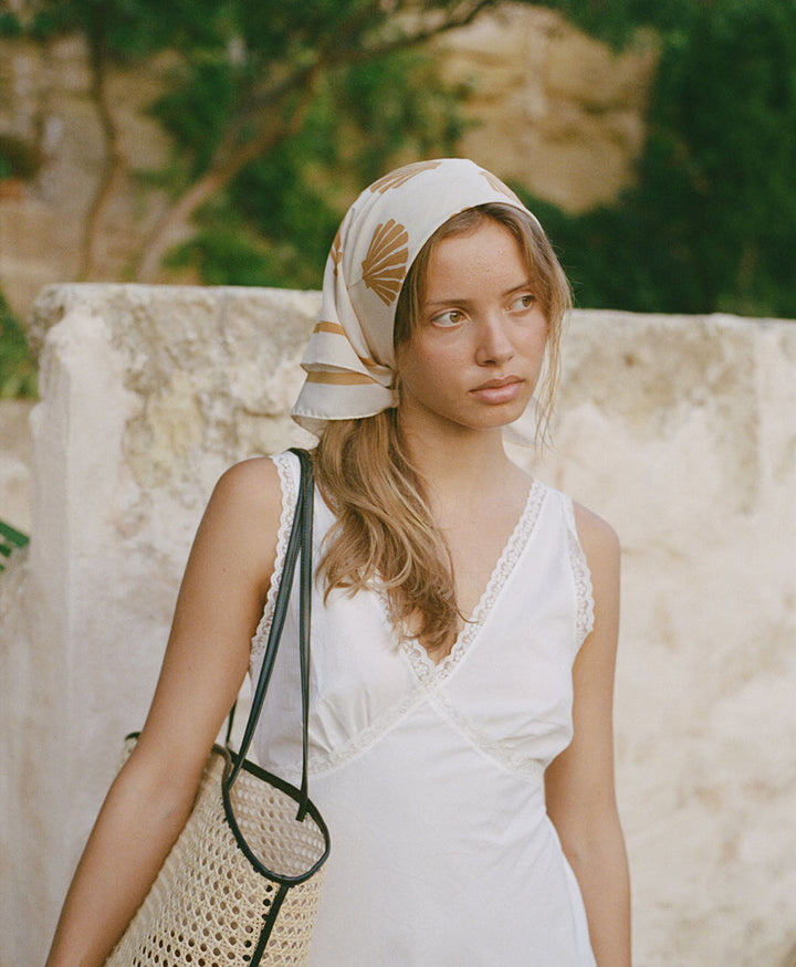 Grosses Seiden-Foulard "Marea Scarf" - Marigold