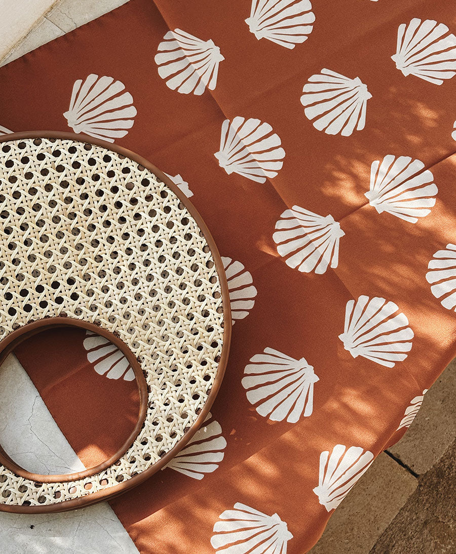 Grosses Seiden-Foulard "Marea Scarf" - Terracotta