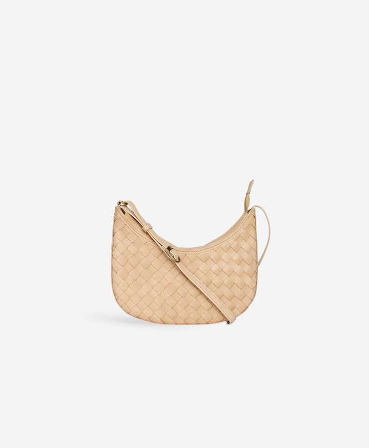 Gewebte Umhängetasche "Mini Sling" - Carré Weave Caramel