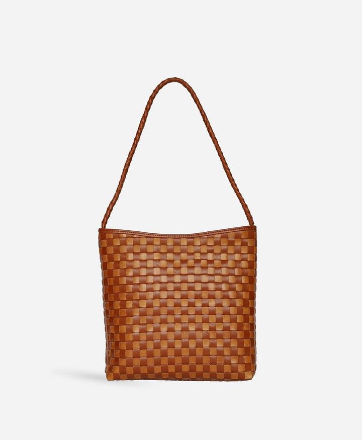 Gewebte Ledertasche "PAULINE" - Copper x Sienna Check