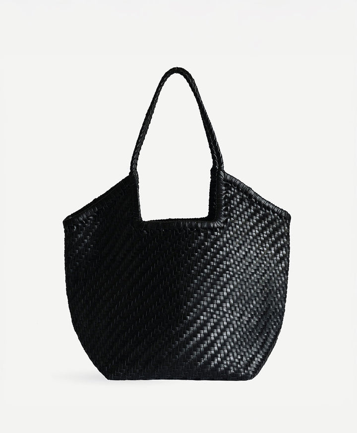 Gewebte Ledertasche "Selene" - Schwarz