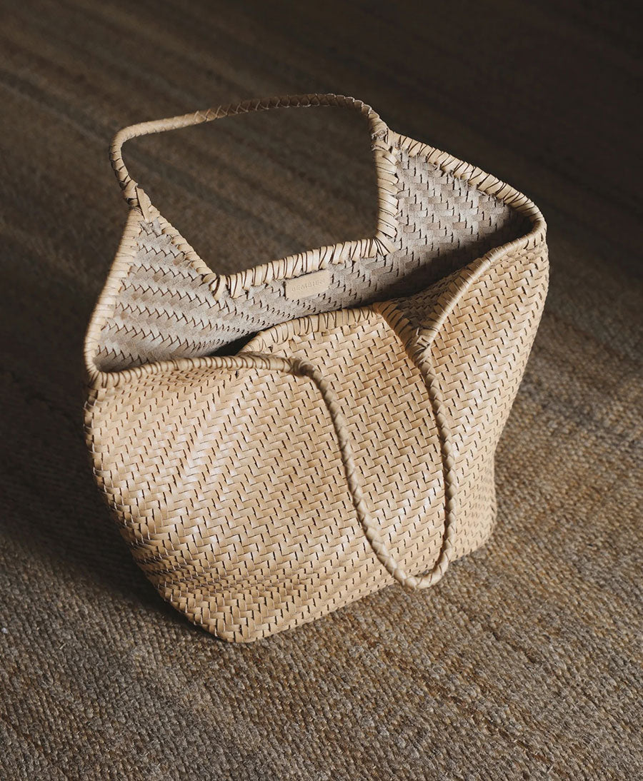 Gewebte Ledertasche "Selene" - Caramel