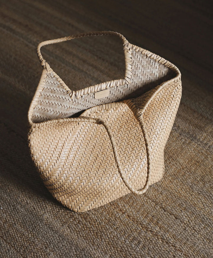 Gewebte Ledertasche "Selene" - Caramel