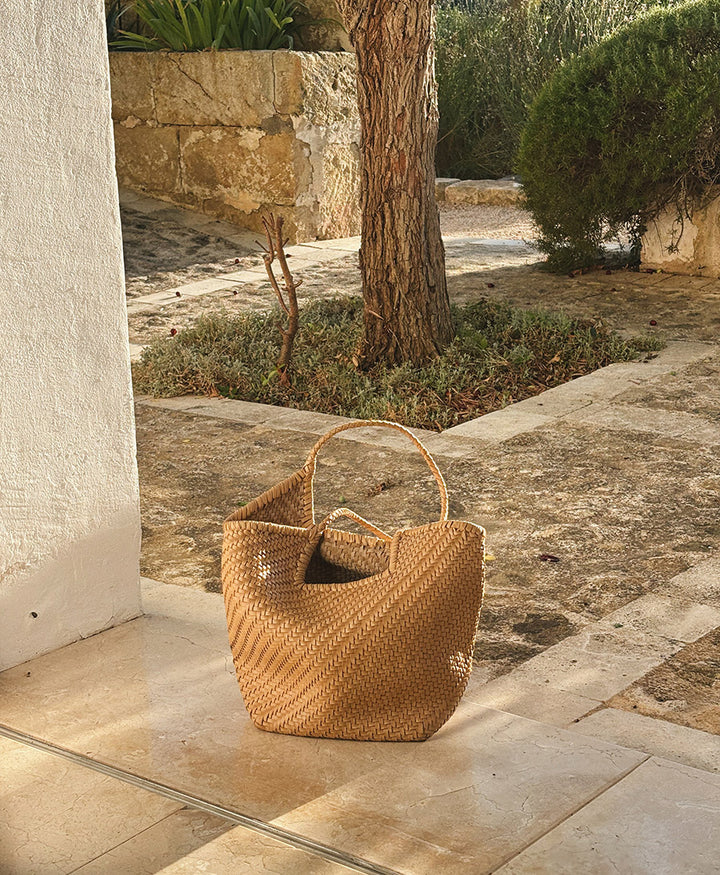 Gewebte Ledertasche "Selene" - Caramel
