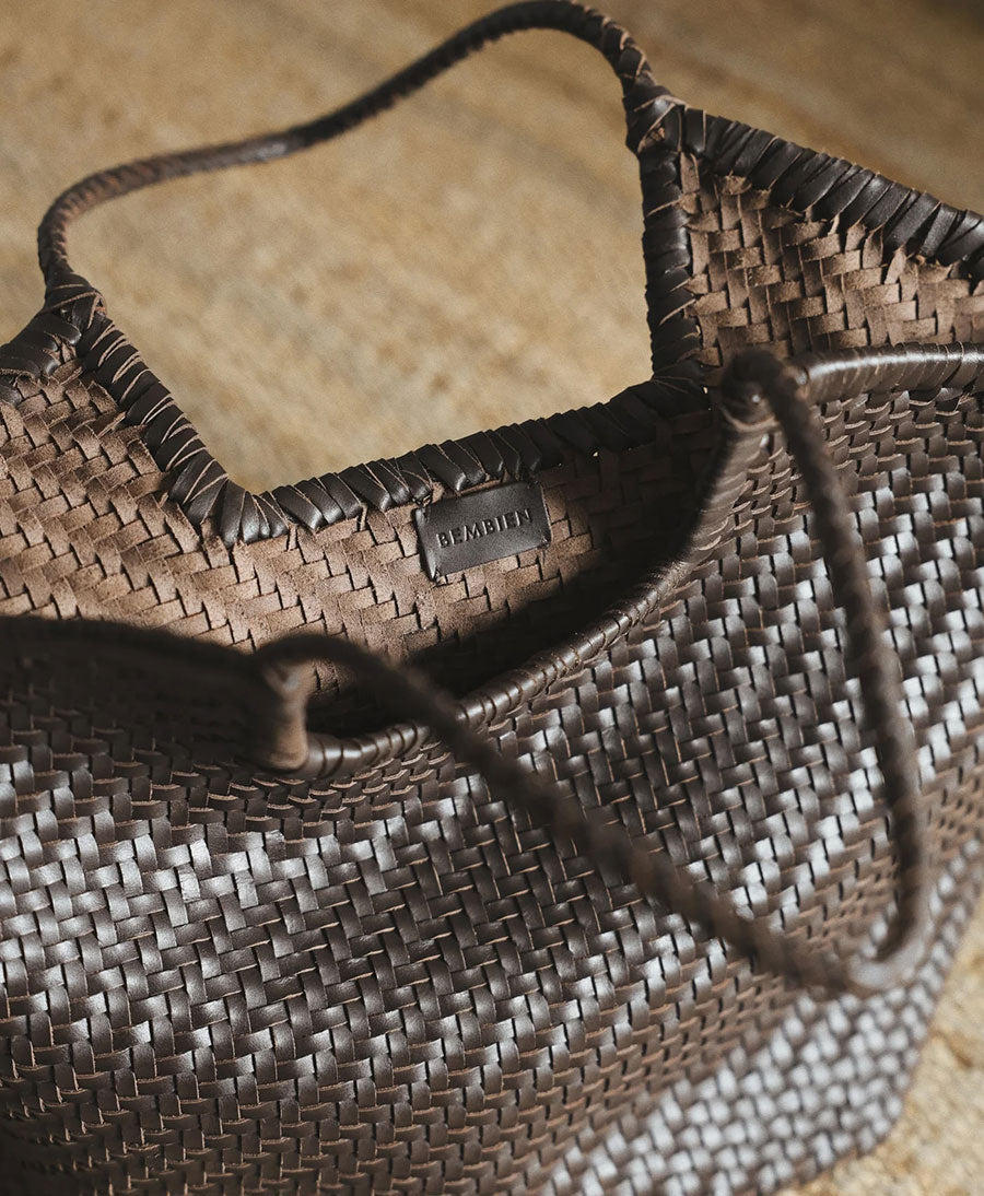 Gewebte Ledertasche "Selene" - Espresso