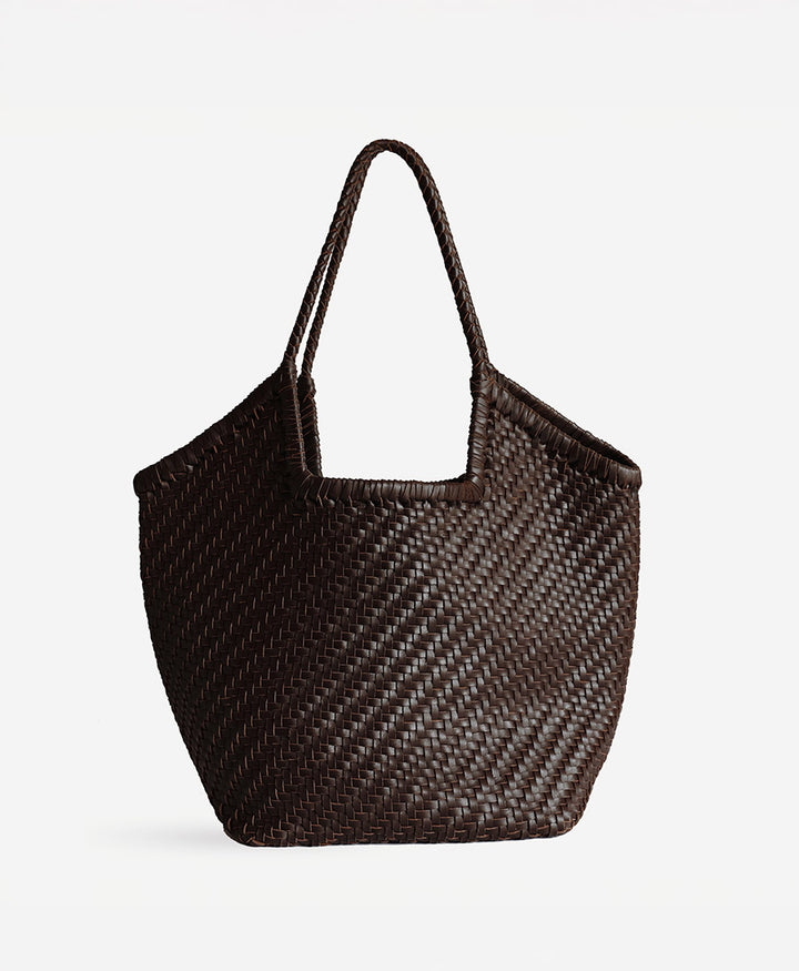 Gewebte Ledertasche "Selene" - Espresso