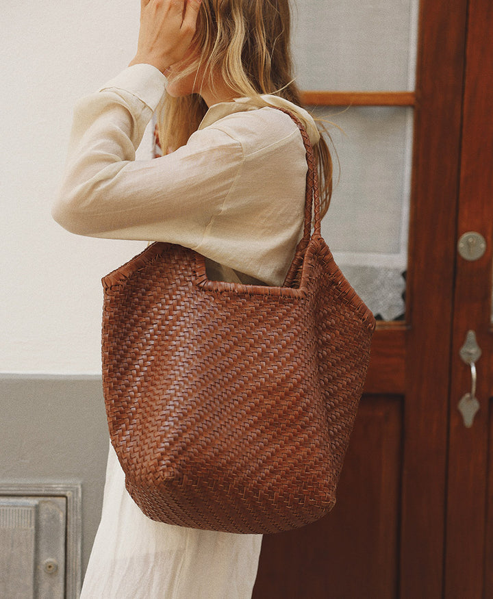 Gewebte Ledertasche "Selene" - Sienna