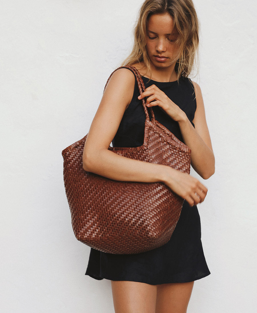 Gewebte Ledertasche "Selene" - Sienna