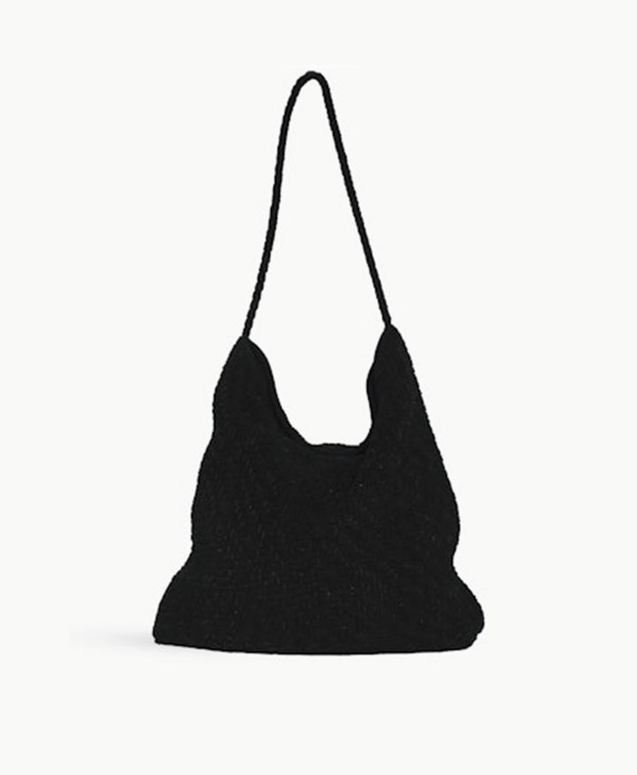 Gewebte Ledertasche "SERA" Suede - Schwarz