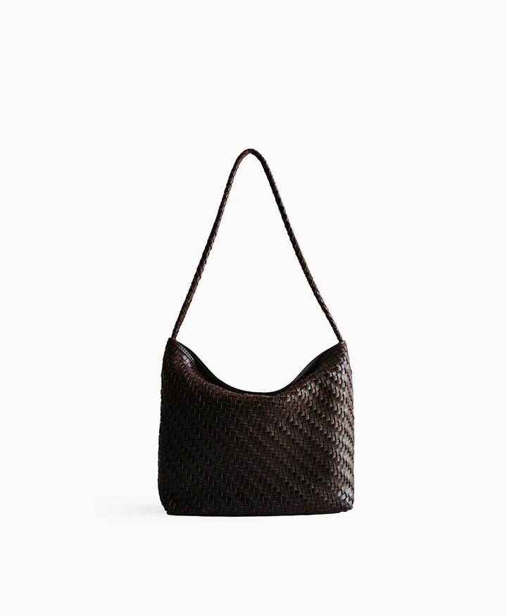 Gewebte Ledertasche "SERENA" - Espresso