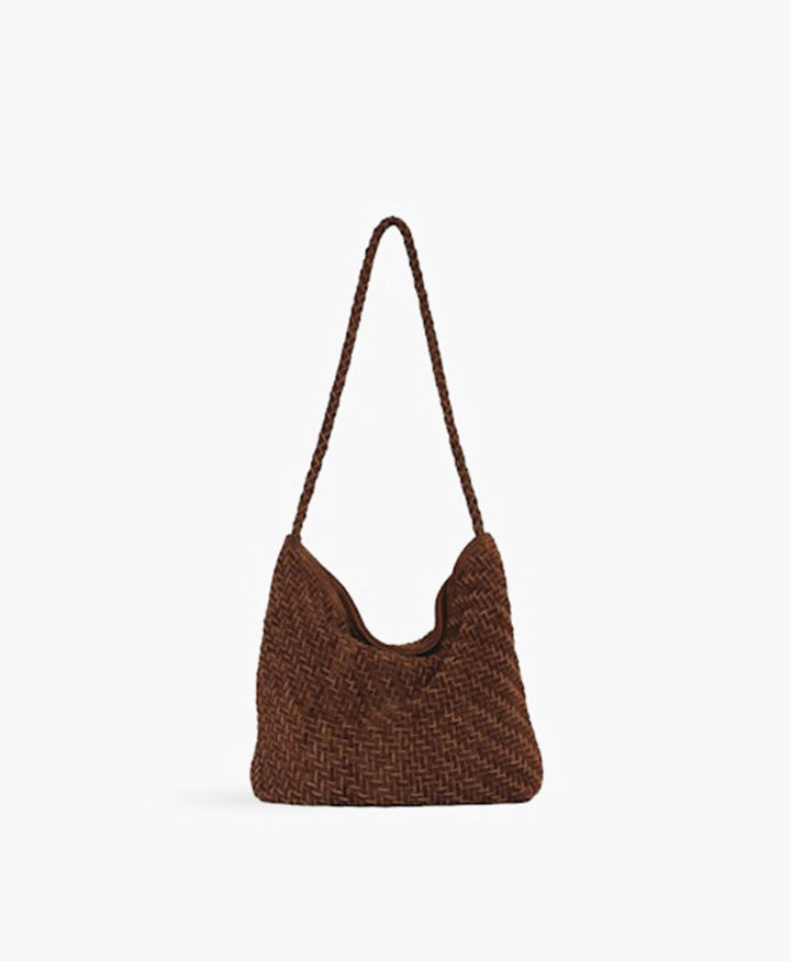 Gewebte Ledertasche "SERENA" Suede - Braun