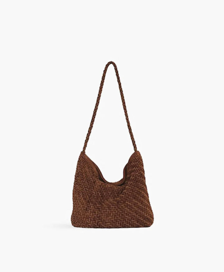 Gewebte Ledertasche "SERENA" Suede - Braun