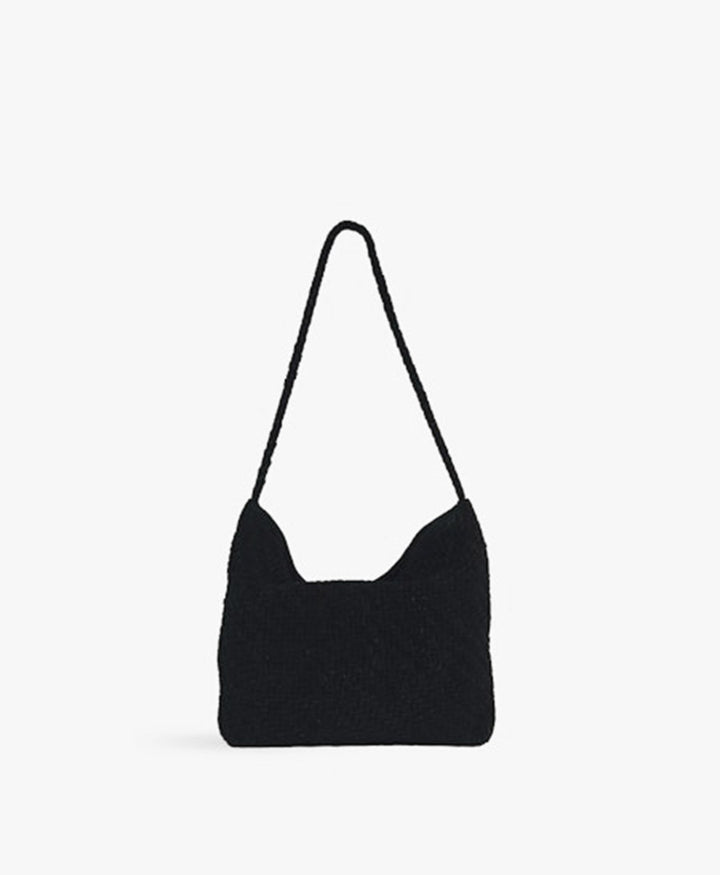 Gewebte Ledertasche "SERENA" Suede - Schwarz