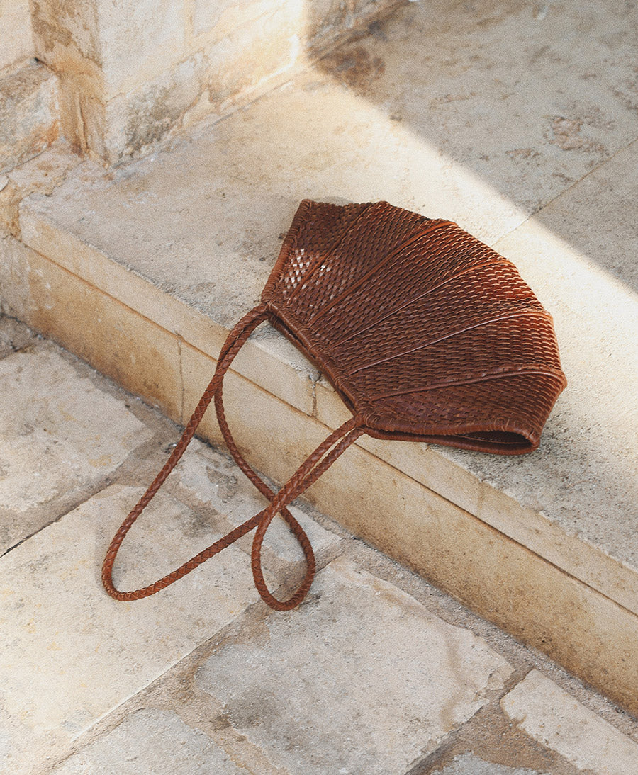Gewebte Ledertasche "Venera" - Sienna