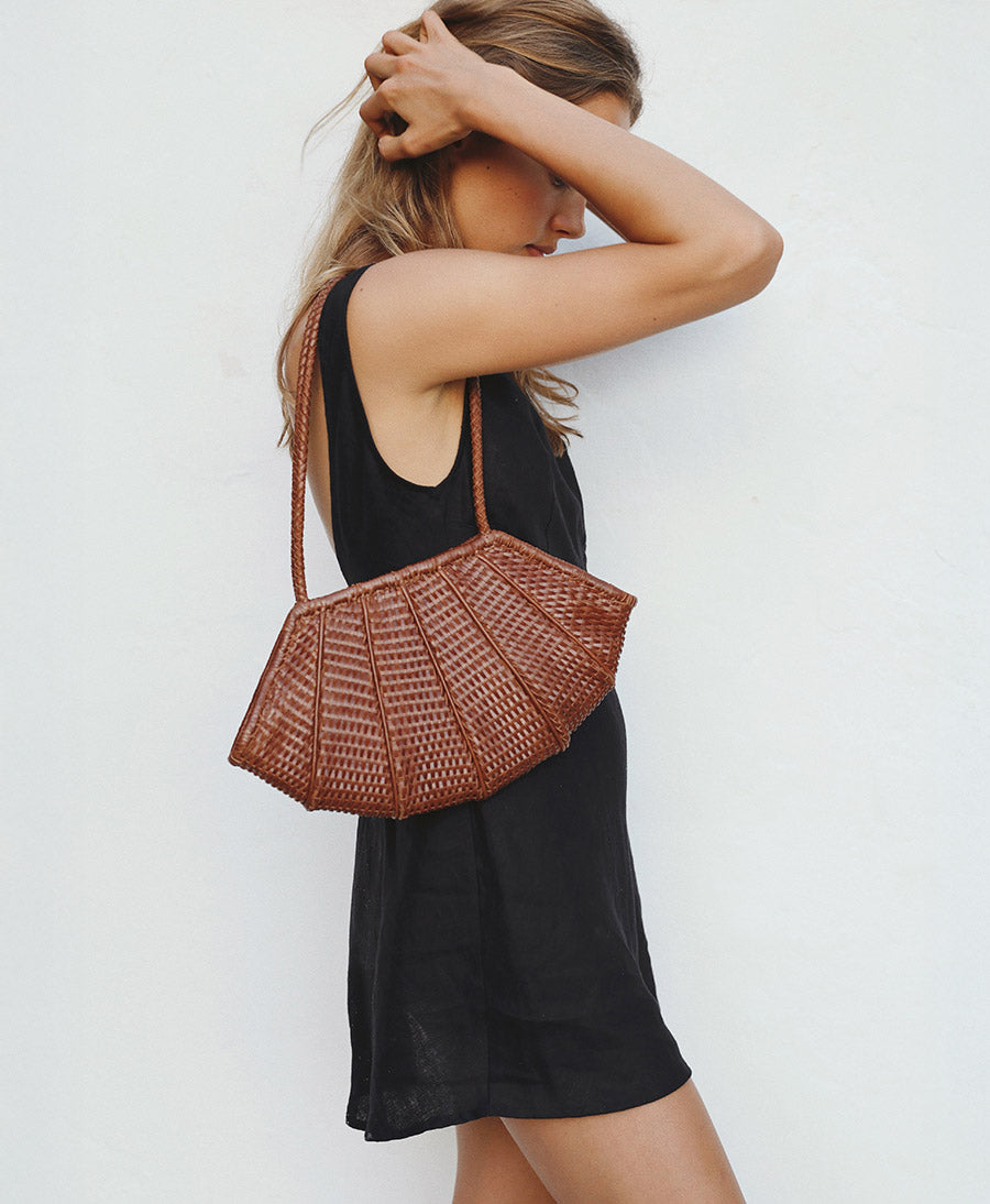 Gewebte Ledertasche "Venera" - Sienna