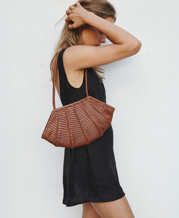Gewebte Ledertasche "Venera" - Sienna