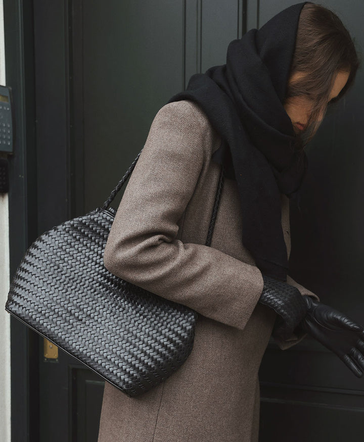 Gewebte Ledertasche "VERA" - Schwarz
