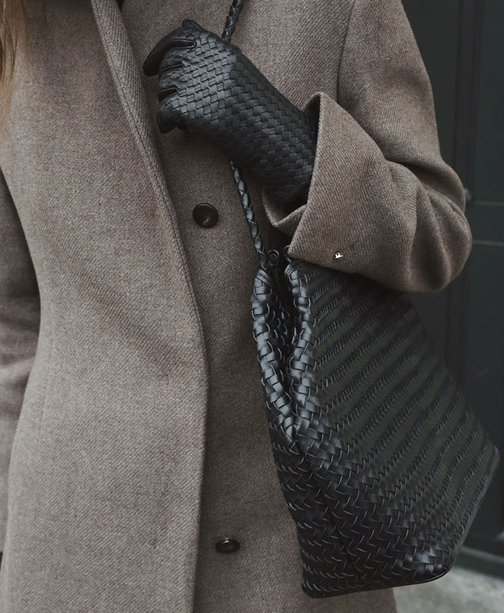 Gewebte Ledertasche "VERA" - Schwarz