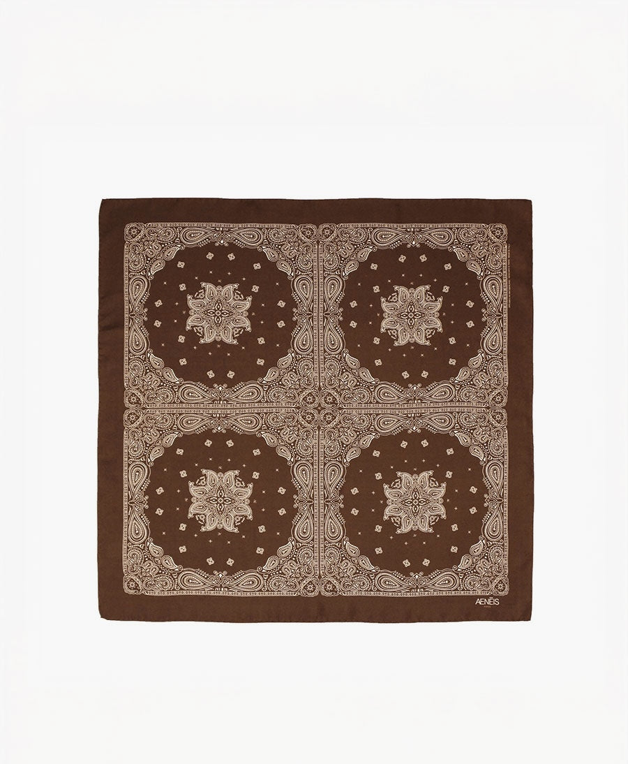 Seiden-Foulard "Minimal Bandana Silk Scarf" - Moka