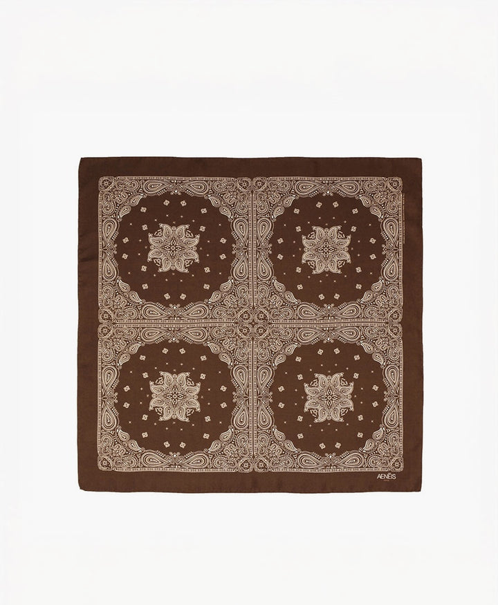 Seiden-Foulard "Minimal Bandana Silk Scarf" - Moka