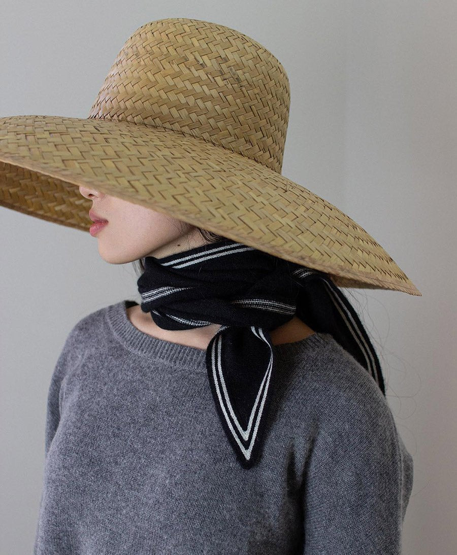 Kleiner Gestrickter Schal / Foulard aus Kaschmir - Schwarz / Weiss - Oats & Rice - clomes