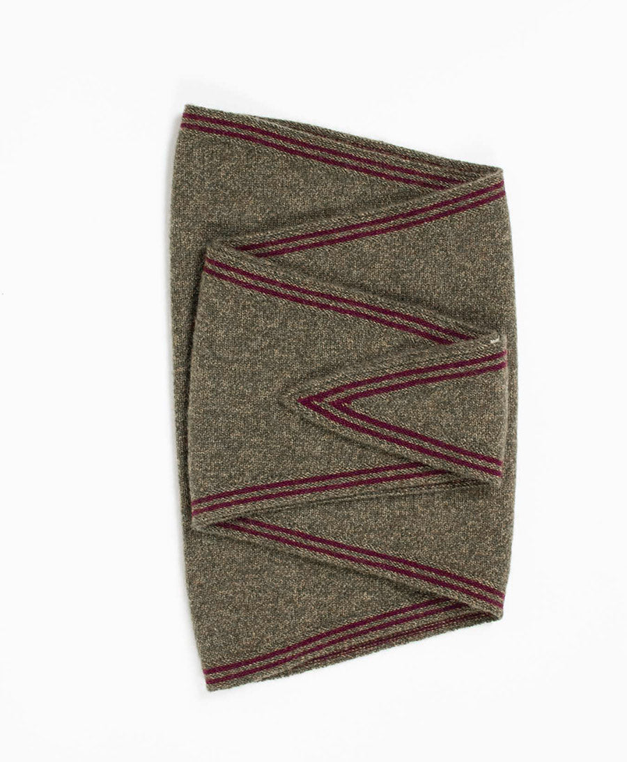 Kleiner Gestrickter Schal / Foulard aus Kaschmir - Grün / Rot