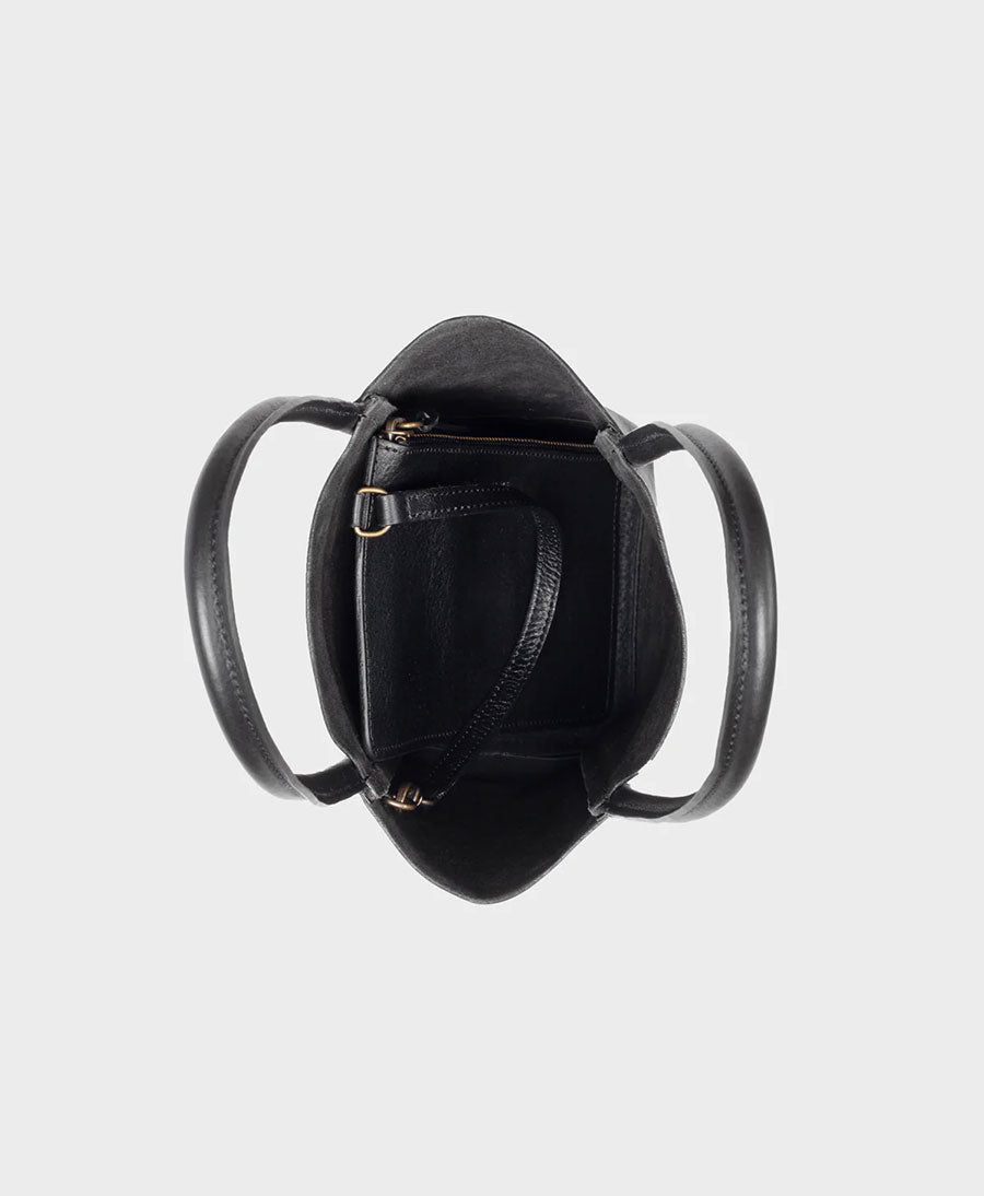 Kleine Tasche Cord Tote aus Leder - Schwarz
