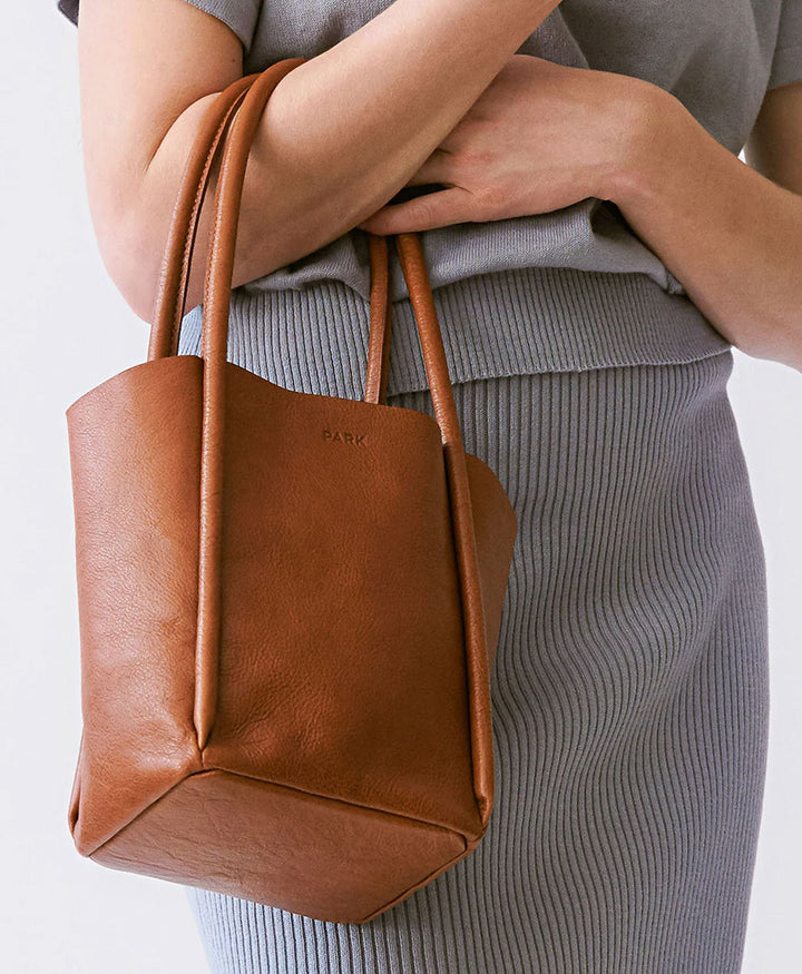 Kleine Tasche Cord Tote aus Leder - Braun
