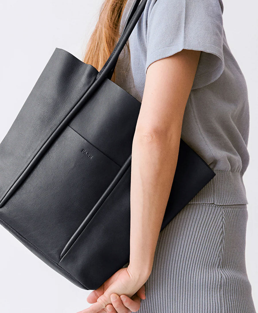 Tasche Cord Tote aus Leder - Schwarz