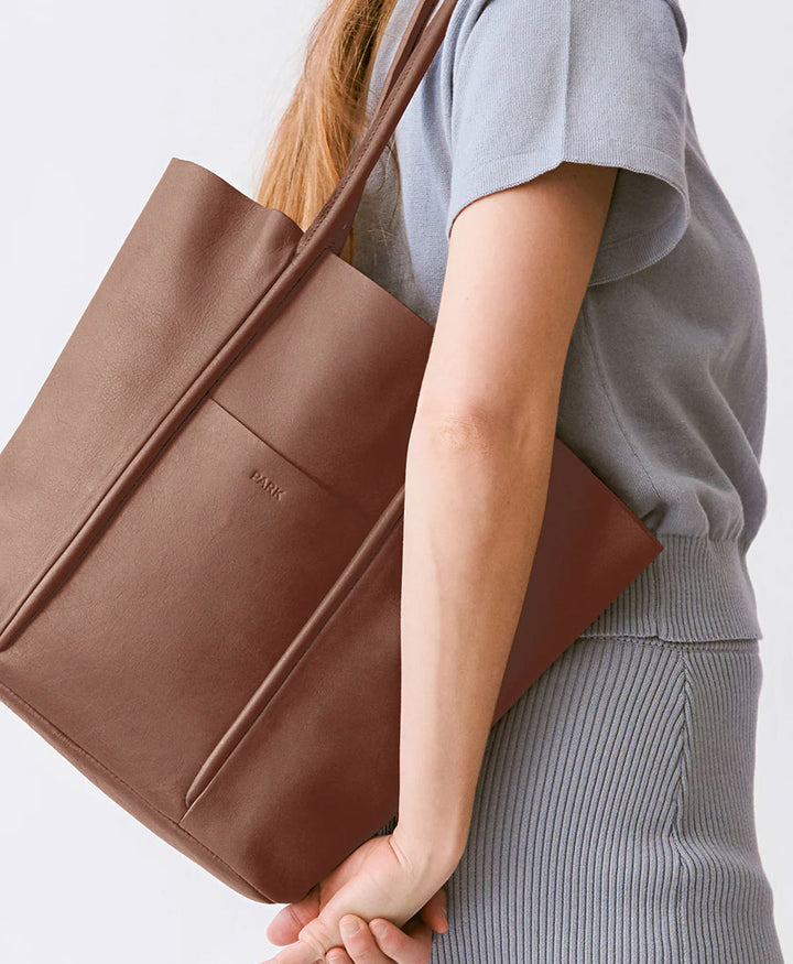 Tasche Cord Tote aus Leder - Dunkelbraun